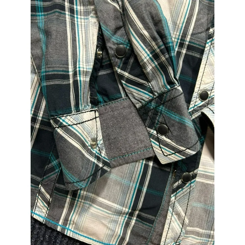 BKE Men's Athletic Fit Long Sleeve Plaid Button-Up Shirt Pearl Snap Pockets - Picture 5 of 6